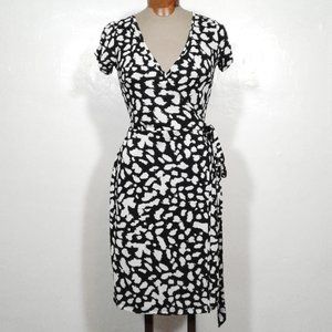 Loft animal print wrap dress 40s silhouette